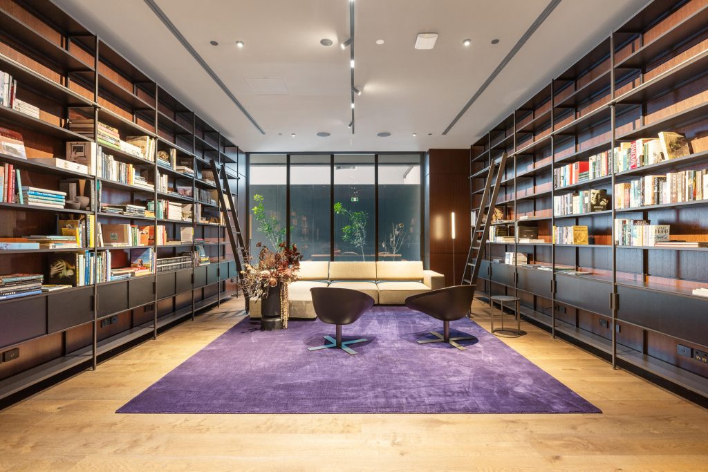 Library with floor-to-ceiling shelving