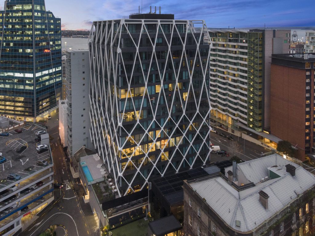 Aerial view of The International in Auckland's central city