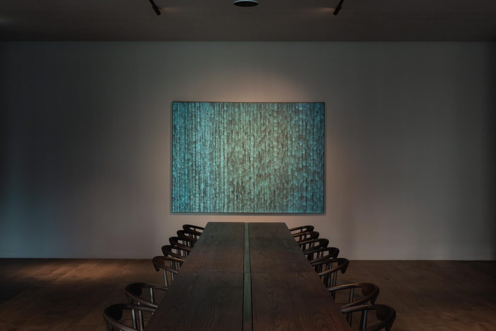 Private dining room with long table
